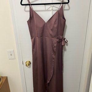 Show Me Your Mumu Mariah Wrap Dress in Dusty Plum Satin